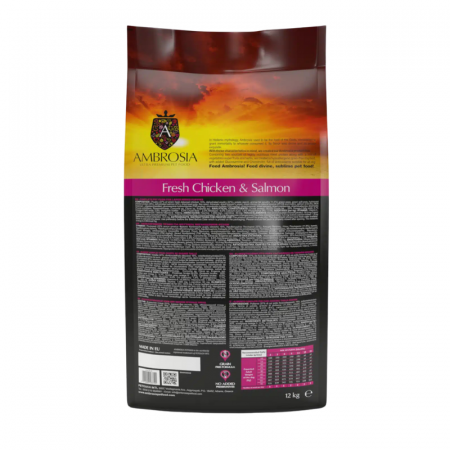 Hrana uscata pentru caini Ambrosia Junior, Pui proaspat si somon, hipoalergenic, fara cereale, 12kg [3]