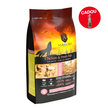 Hrana uscata pentru caini Ambrosia Junior, Pui si peste, hipoalergenic, fara cereale, 6 Kg [0]