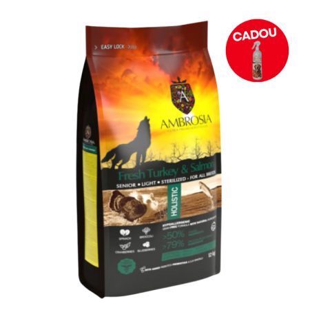 Hrana uscata pentru caini Ambrosia Senior Sterilized, Curcan proaspat si somon, hipoalergenic, fara cereale, 12kg [0]