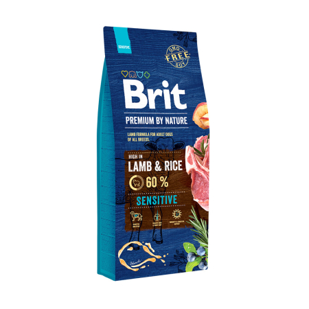 Hrană uscată - Hrana uscata pentru caini Brit Premium Sensitive, Miel, 15Kg
