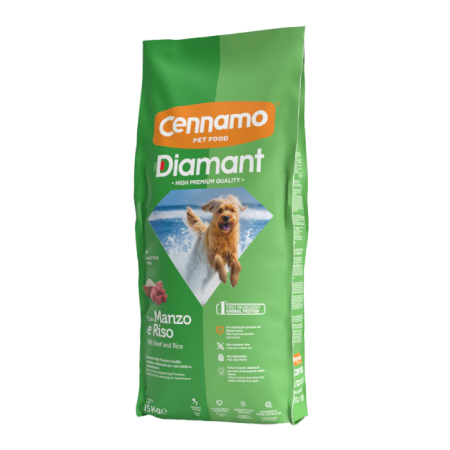 Hrană uscată - Hrana uscata pentru caini Cennamo Diamant Adult Mini, Vita si orez, 15 kg