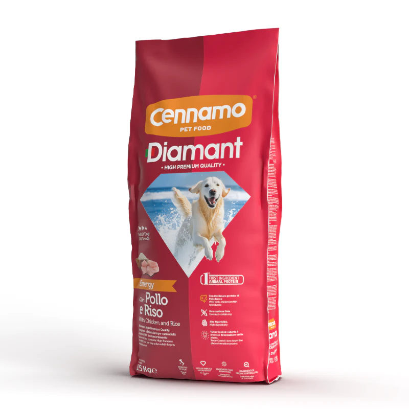 Hrana uscata pentru caini Cennamo Diamant Energy, Adult, Pui si orez, 15kg [0]
