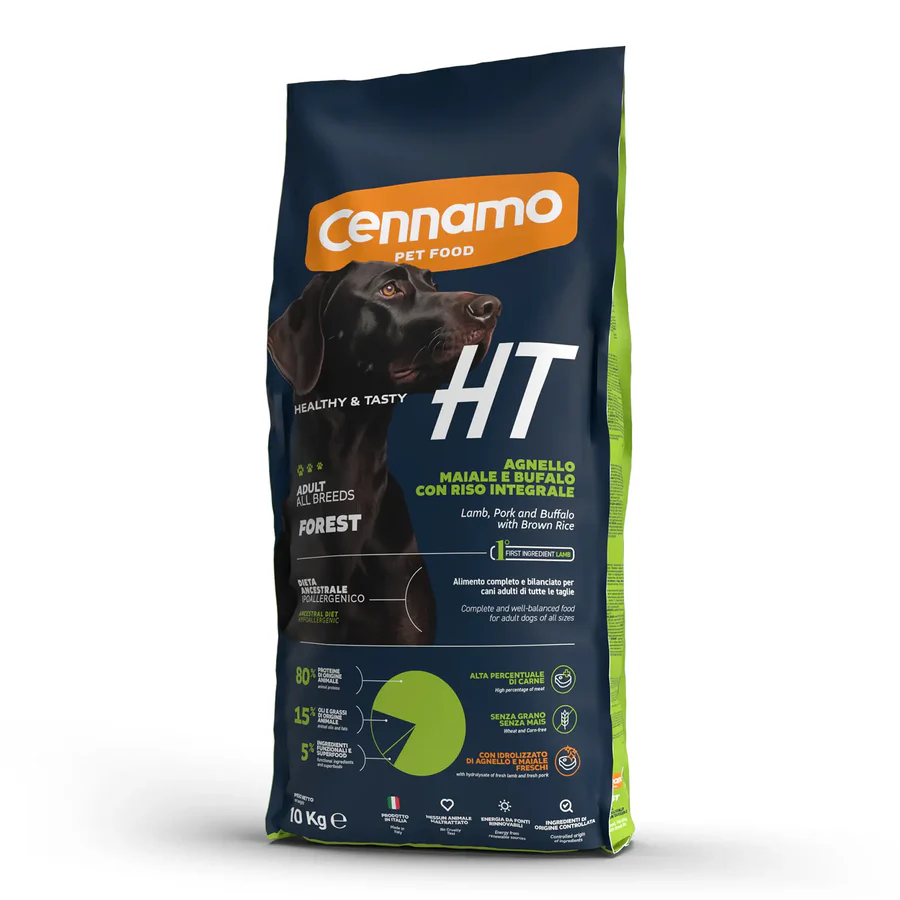 Hrană uscată - Hrana uscata pentru caini Cennamo HT, Miel, porc, bivol si orez brun, hipoalergenic, 10 kg