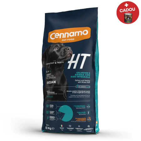 Hrana uscata pentru caini Cennamo HT Puppy, Somon, hering si orez brun, hipoalergenic, 10 kg
