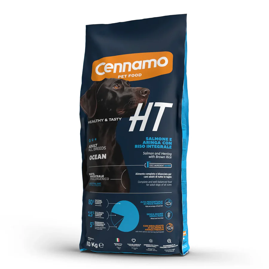 Hrană uscată - Hrana uscata pentru caini Cennamo HT, Somon, hering si orez brun, hipoalergenic, 10 kg