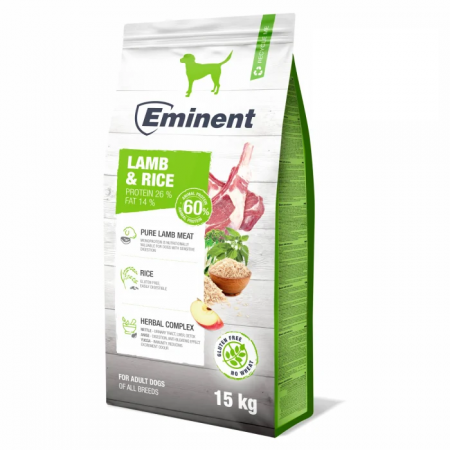 Promoții - Hrana uscata pentru caini Eminent Adult, fara gluten, miel si orez, 15kg