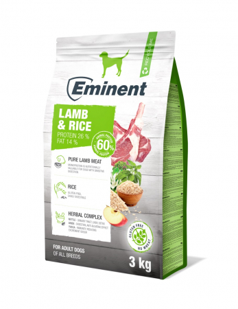 Hrană uscată - Hrana uscata pentru caini Eminent Adult, fara gluten, miel si orez, 3kg