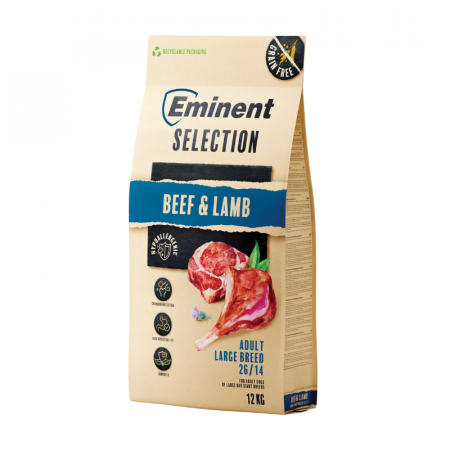 Hrană uscată - Hrana uscata pentru caini Eminent Selection Adult Large, Vita si miel, Grain free, 26/14, 12kg