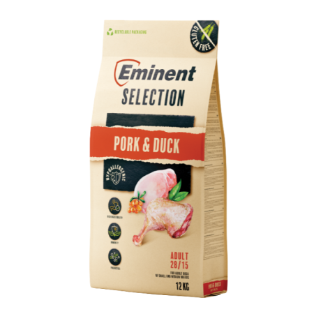 Hrană uscată - Hrana uscata pentru caini Eminent Selection Adult, Porc si rata, 28/15, 12 kg