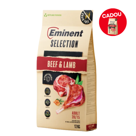 Hrană uscată - Hrana uscata pentru caini Eminent Selection Adult, Vita si miel, Grain free, 28/15, 12kg