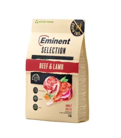 Hrana uscata pentru caini Eminent Selection Adult, Vita si miel, Grain free, 28/15, 2kg