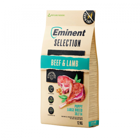 Hrană uscată - Hrana uscata pentru caini Eminent Selection Puppy Large, Vita si miel, Grain free, 30/14, 12kg