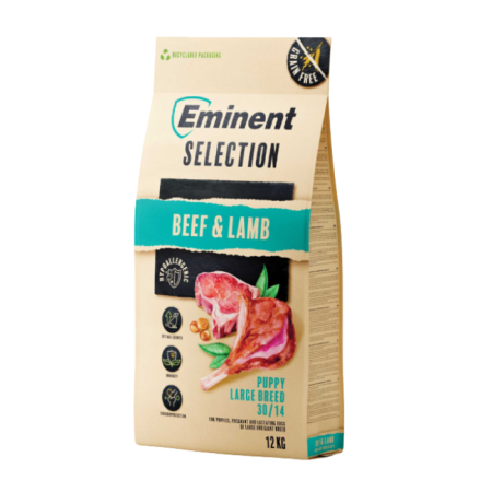 Hrană uscată - Hrana uscata pentru caini Eminent Selection Puppy Large, Vita si miel, Grain free, 30/14, 12kg