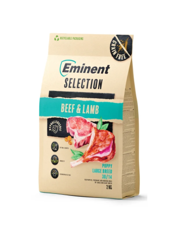Hrana uscata pentru caini Eminent Selection Puppy Large, Vita si miel, Grain free, 30/14, 2kg