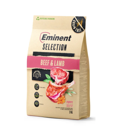 Hrana uscata pentru caini Eminent Selection Puppy, Vita si miel, Grain free, 32/17, 2kg