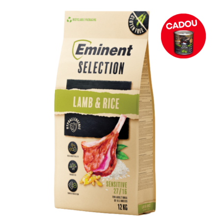 Hrana uscata pentru caini Eminent Selection Adult, Miel si orez, Gluten free, 27/16, 12 kg [0]