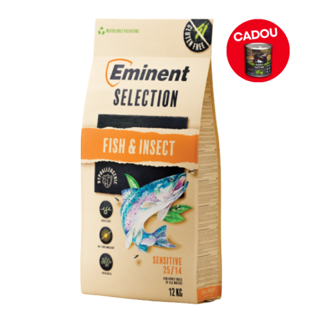 Hrană uscată - Hrana uscata pentru caini Eminent Selection Sensitive Adult, Peste si insecte, 25/14, 12 kg