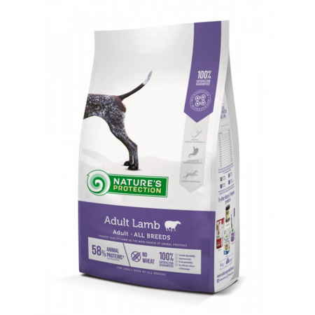 Hrană uscată - Hrana uscata pentru caini Natures Protection Adult, Miel, 12kg