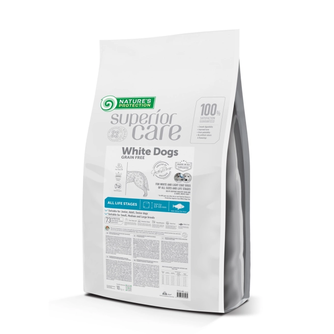 Hrană uscată - Hrana uscata pentru caini Natures Protection Superior Care, Blana alba, Peste alb, fara cereale, 10kg