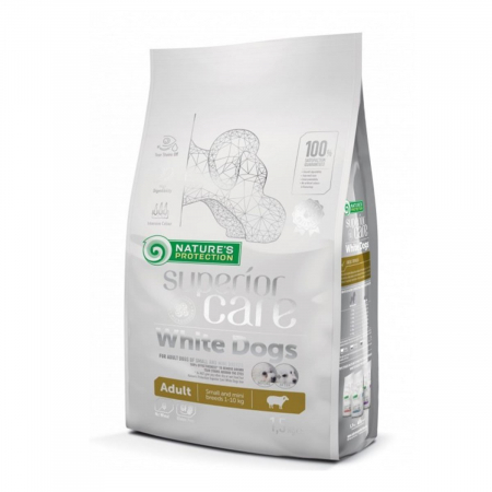 Hrană uscată - Hrana uscata pentru caini Natures Protection Superior Care White Dogs Small & Mini, Miel, fara cereale, 10kg