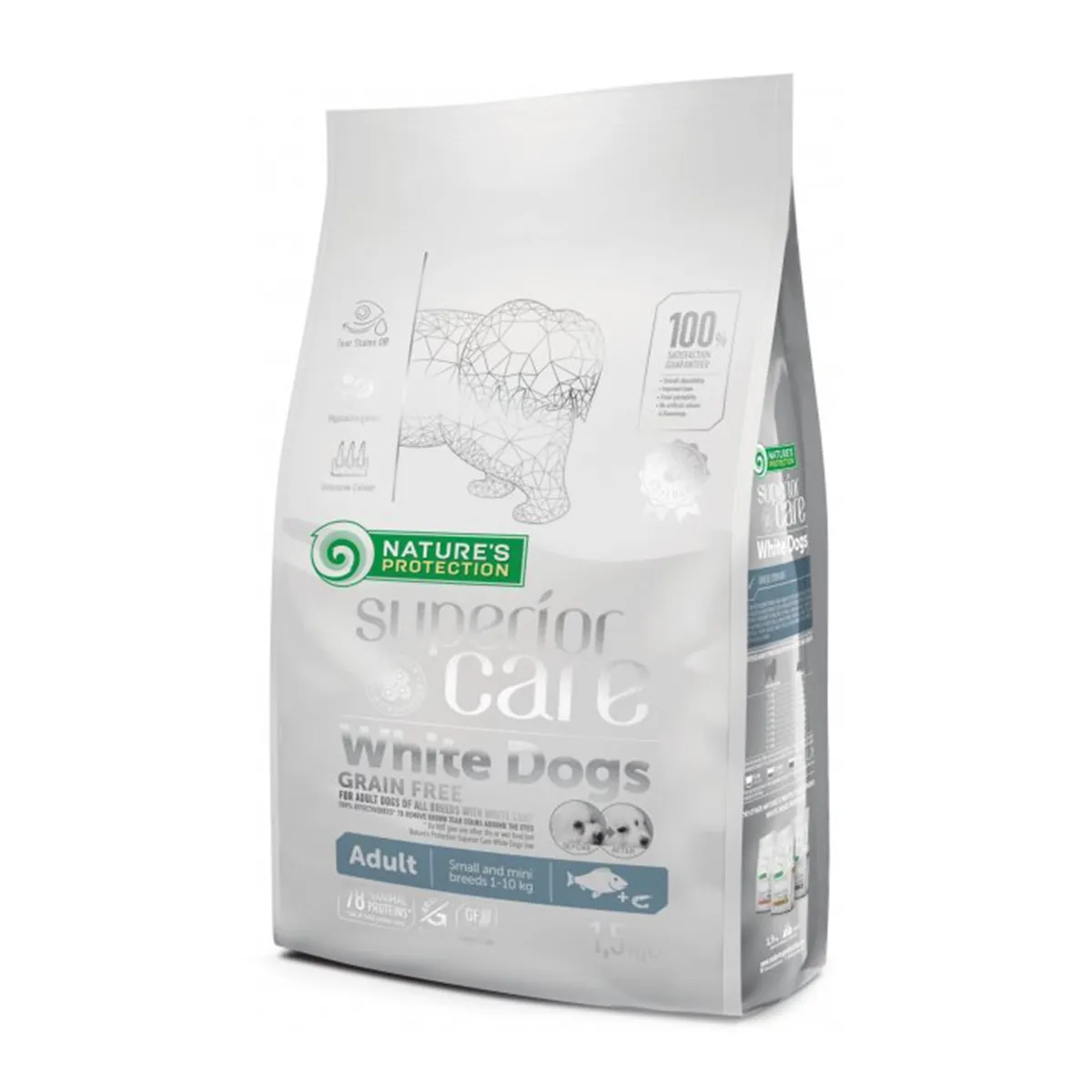 Hrană uscată - Hrana uscata pentru caini Natures Protection Superior Care White Dogs Small & Mini, Peste alb, fara cereale, 10kg