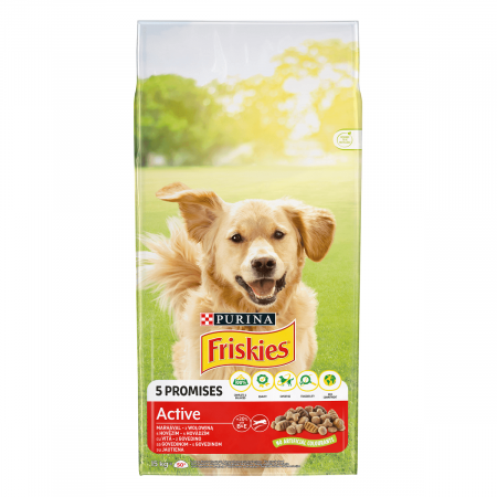 Hrană uscată - Hrana uscata pentru caini Purina Friskies Adult Active, Vita, 15kg