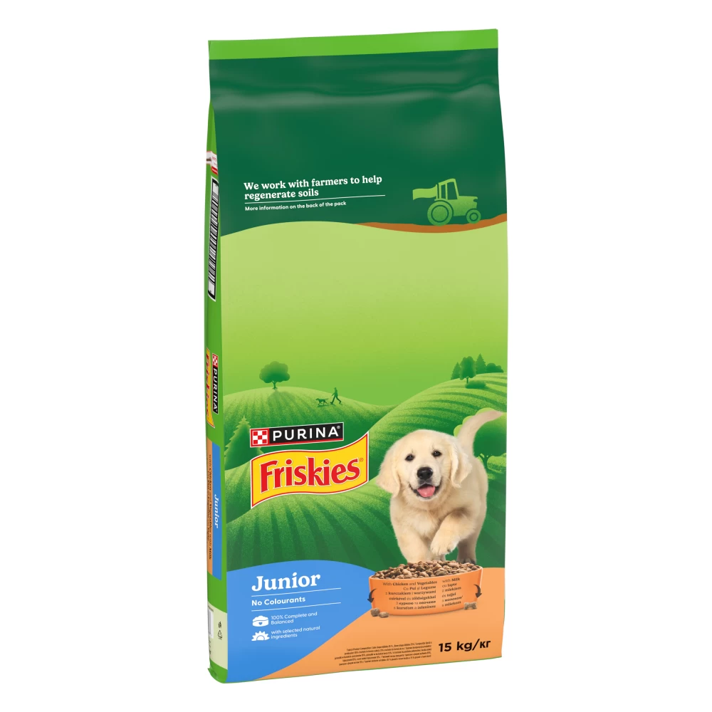 Câini - Hrana uscata pentru caini Purina Friskies Junior, Pui si legume, 15kg