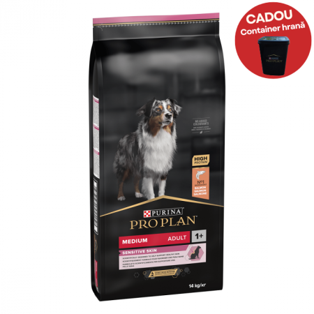 Hrană uscată - Hrana uscata pentru caini Purina Pro Plan Medium Adult, Somon, Piele sensibila, 14kg