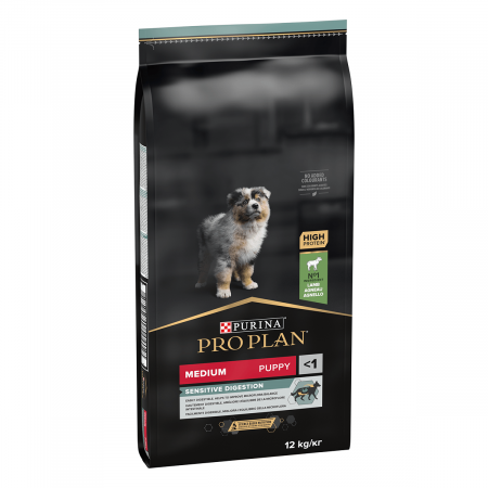 Hrană uscată - Hrana uscata pentru caini Purina Pro Plan Medium Puppy, Miel, Digestie sensibila, 12kg