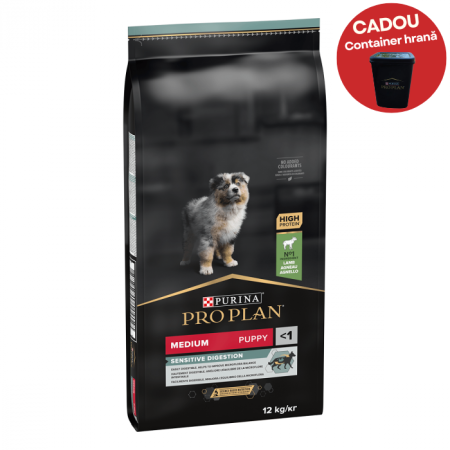Hrană uscată - Hrana uscata pentru caini Purina Pro Plan Medium Puppy, Miel, Digestie sensibila, 12kg