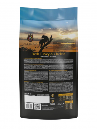 Hrana uscata pentru pisici Ambrosia Kitten, Curcan si pui, hipoalergenic, fara cereale, 1.5kg [3]