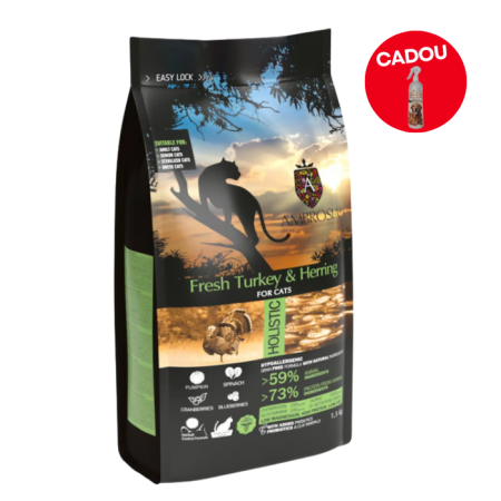 Hrana uscata pentru pisici Ambrosia Steril, Curcan si hering, hipoalergenic, fara cereale, 5kg [0]