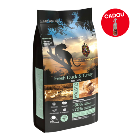 Hrană uscată - Hrana uscata pentru pisici Ambrosia Steril, Rata si curcan, hipoalergenic, fara cereale, 5kg