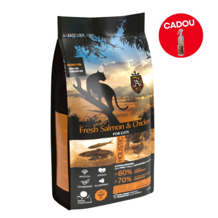 Hrana uscata pentru pisici Ambrosia Steril, Somon si pui, hipoalergenic, fara cereale, 5kg [0]