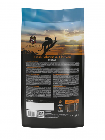 Hrana uscata pentru pisici Ambrosia Steril, Somon si pui, hipoalergenic, fara cereale, 1.5kg [3]