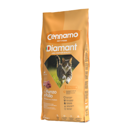 Hrană uscată - Hrana uscata pentru pisici Cennamo Diamant, Pui si vita, 15kg