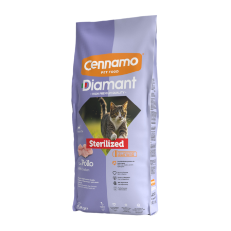 Hrană uscată - Hrana uscata pentru pisici Cennamo Diamant Steril, Pui, 15kg