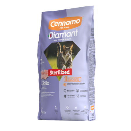 Hrană uscată - Hrana uscata pentru pisici Cennamo Diamant Steril, Pui, 2kg
