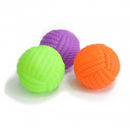 Câini - Jucarie pentru caini DOG TOY, Minge de vinyl cu model franghie, 7.5 cm