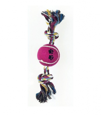 Jucării - Jucarie pentru caini Tatrapet, sfoara bunbac cu minge, 25 cm