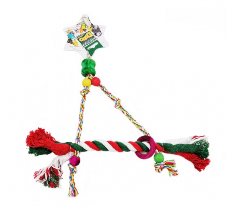 Jucării - Jucarie pentru pasari exotice Tatrapet, lemn si sfoara, 24 cm