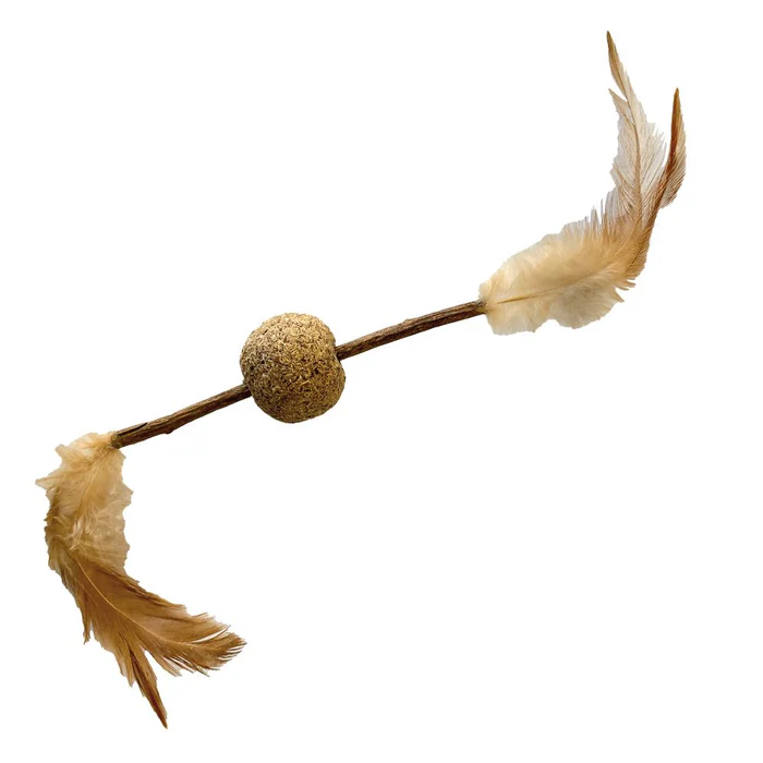 Jucării - Jucarie pentru pisici Croci Euphoria, bat cu minge si pene, 12 cm