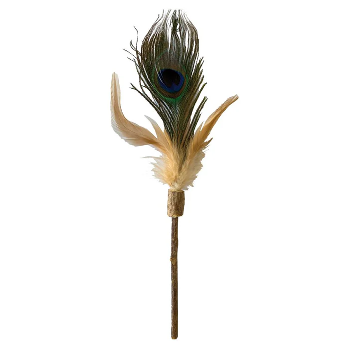 Jucării - Jucarie pentru pisici Croci Euphoria Peacock, Silvernine si pene de paun, 12 cm