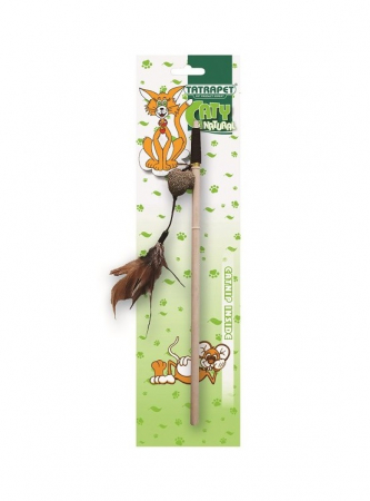 Jucării - Jucarie pentru pisici Tatrapet Caty Natural, undita cu inimioare si pene, 40 cm