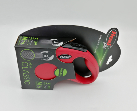 Lesa retractabila pentru caini Flexi Classic, M, 5m, cu banda, rosu [1]