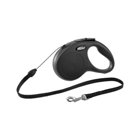 Lesa retractabila pentru caini Flexi New Classic, cu snur, negru, M, 5 m [0]