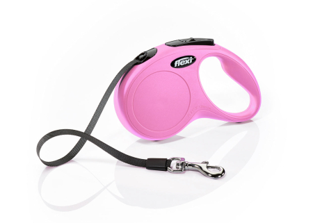 Lese - Lesa retractabila pentru caini Flexi Classic, cu banda, roz, S, 5m