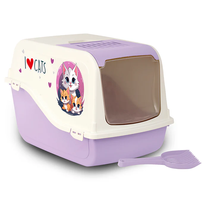 Litiere - Litiera inchisa pentru pisici Croci Morgana Playful Cat, 54 x 36 x 38 cm