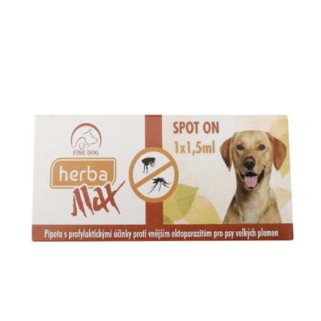 Câini - Picaturi impotriva parazitilor externi pentru caini Fine Dog HerbaMax, Talie medie, 1.5 ml