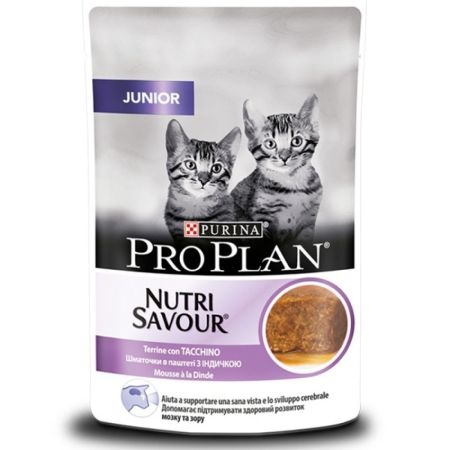 PURINA PROPLAN JUNIOR NUTRISAVOUR Terina cu Curcan, hrana umeda pentru pisici, 85 g [0]